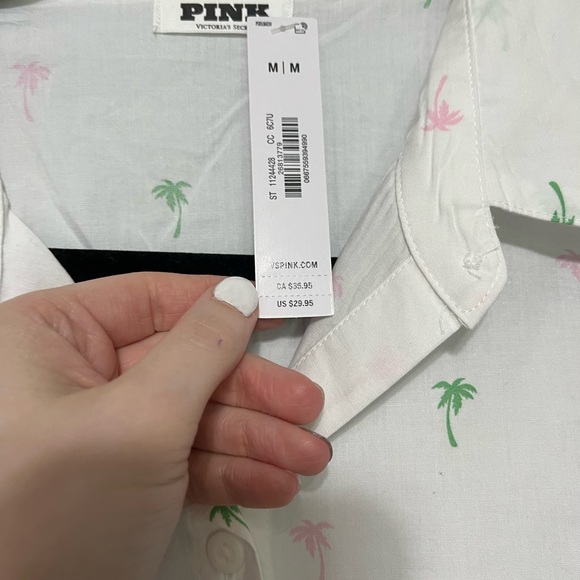 Victoria’s Secret cotton poplin oversized sleep shirt palm tree size medium NWT - Picture 4 of 5